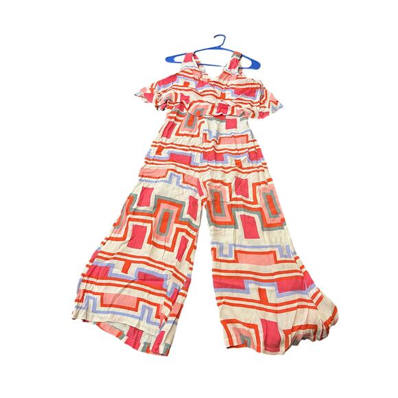 Mister Zimi Clover Jumpsuit Party Print Sleeveless‎ Wide Leg Size 10 Preowned - Picture 2 of 10